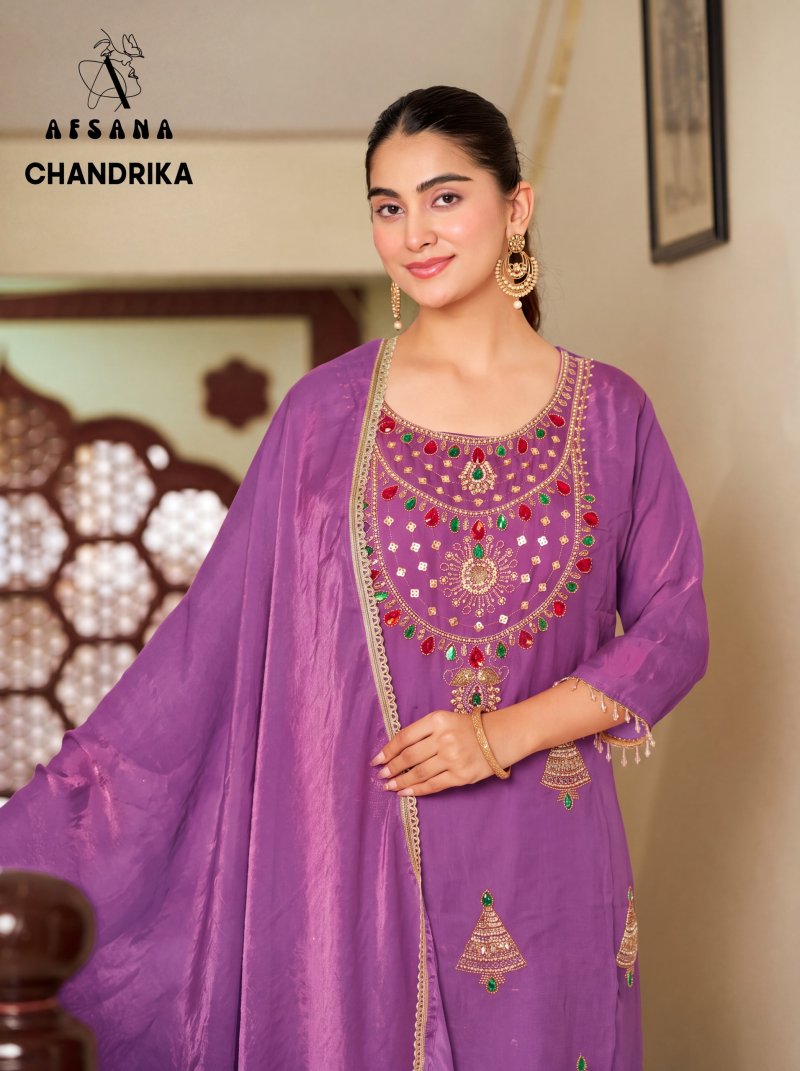 Chandrika By Afsana Fandy Satin Readymade Salwar Kameez 